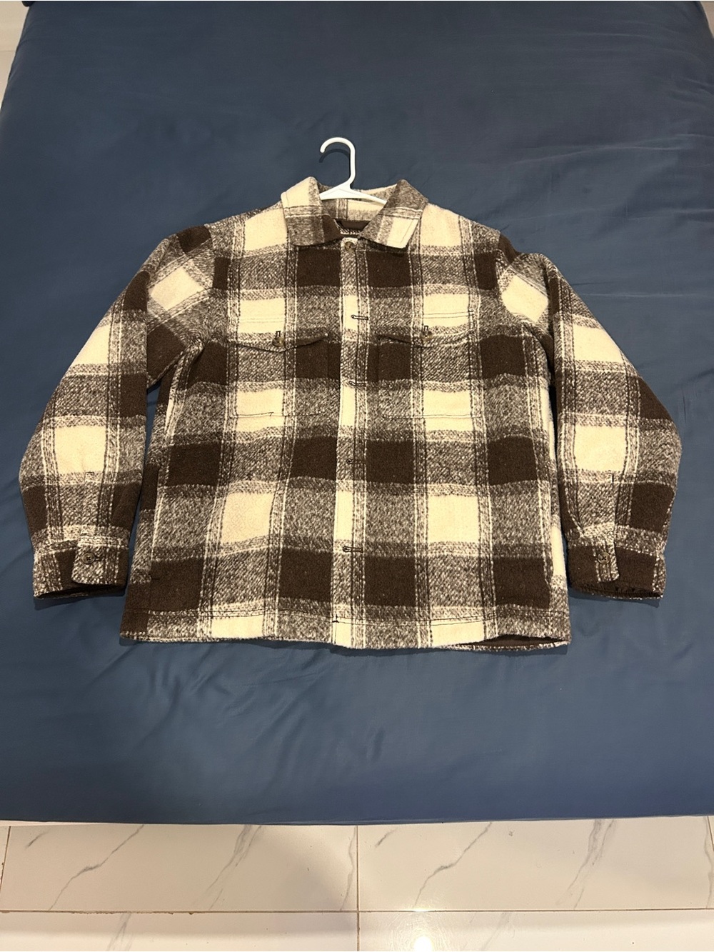 Men's Brown & Cream Plaid Overshirt Jacket